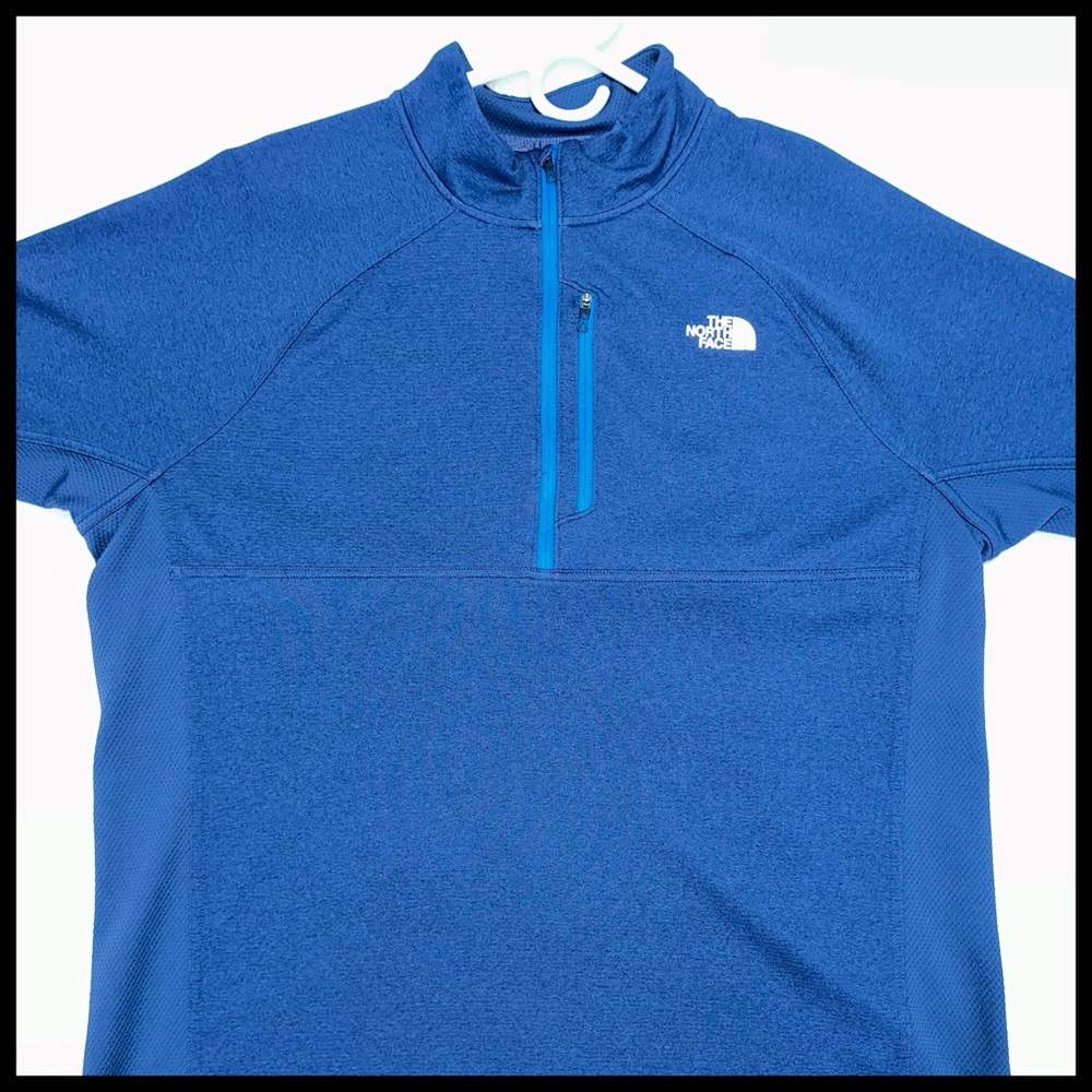 TheNorthFace🔥🪽Long Sleeve, Light Blue, Quarter Zip, Thumb Sleeves, Breast Pocket
